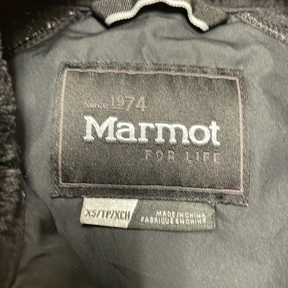 MARMOT Thea Jacket Down Insulated Hybrid with Fleece Sleeves Faux Fur Collar, XS - Picture 5 of 13